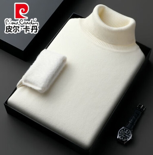 Pierre Cardin all-in-one velvet high-quality round-neck sweater for middle-aged men, autumn and winter velvet thickened warm base sweater Official flagship store Half turtleneck - off-white Thickened 100% anti-pilling M Recommended weight 100-120 Jin Jin equals 0.5 kg