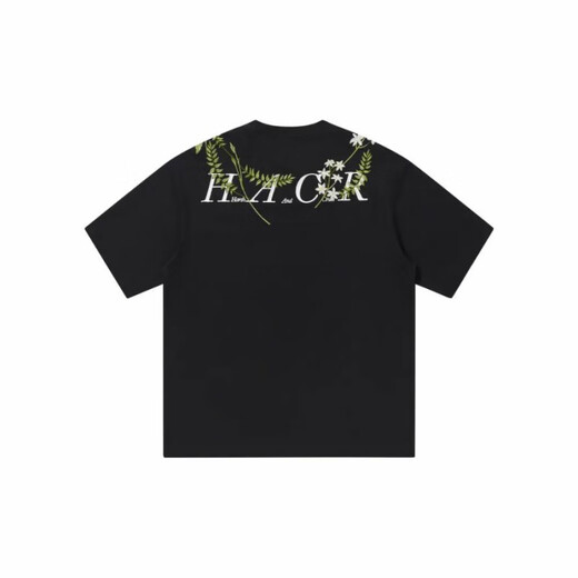 Yuzu HARSH AND CRUEL American alphabet plant flower round neck heavy cotton short-sleeved T-shirt for men and women summer S1049# white M