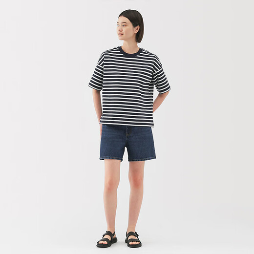 Muji (Muji) Frauen Kapok Mix Denim Shorts Frauenhose 25-jähriges Sommer Neues Produkt Denim Rejuvenation Frauenkleidung BE1VKA5S Blue L (165/70a)