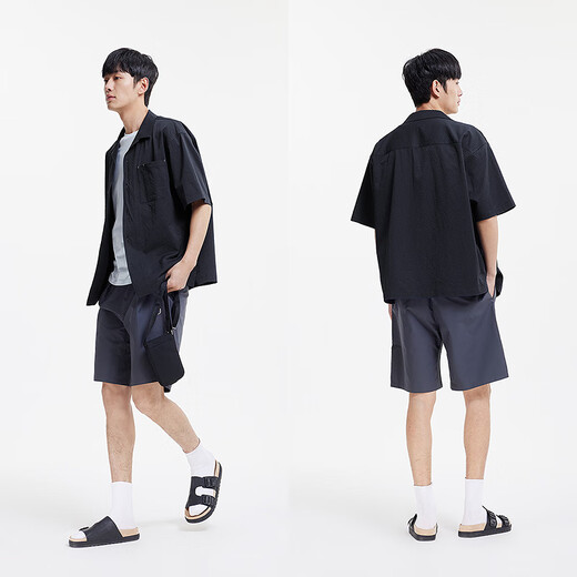 森马（Semir）短袖衬衫男松弛肌理感度假风衬衣2025夏上衣纯色百搭109325104103