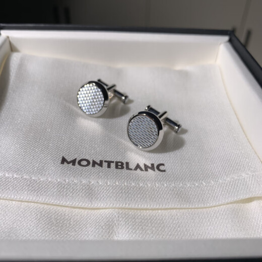万宝龙（MONTBLANC）现货大班系列几何体男士配件法式衬衣袖扣 银色精钢几何体