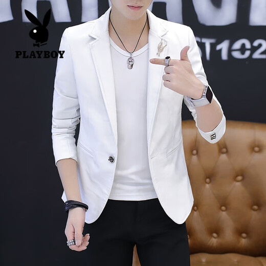 Playboy (Playboy) Pequeño traje para hombres Spring and Autumn Chaqueta de cuero estilo coreano Traje delgado de la jóven