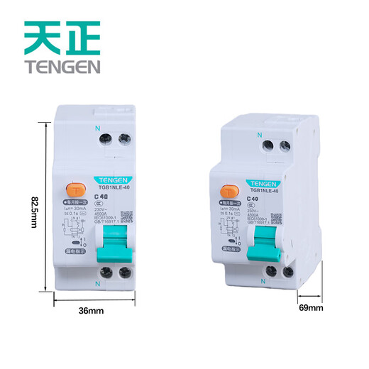 Tianzheng Electric (TENGEN) Tianzheng Electric TENGEN small leakage circuit breaker leakage protection household circuit breaker TGB1NLE-40 1P+N C20 30mA