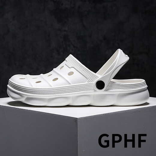 GPHF Japanese sandals Student summer new hole shoes for men's non-slip soft sole couple beach shoes trendy bag-toe sandals 692 gray 40