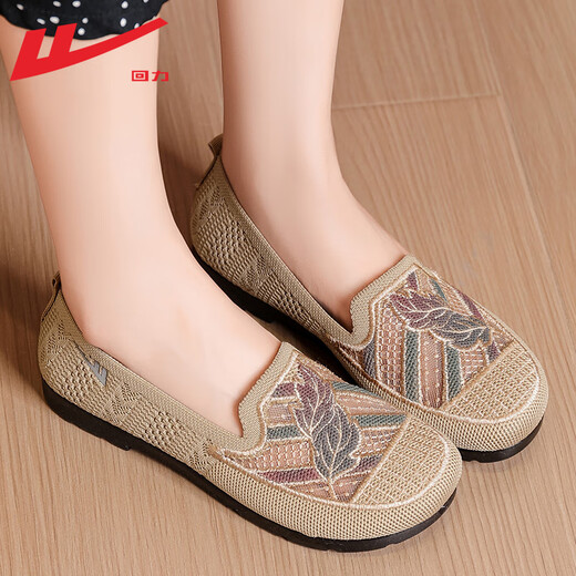 
Warrior official mother shoes summer women's shoes breathable and casual elderly soft sole old Beijing cloth shoes women beige 38