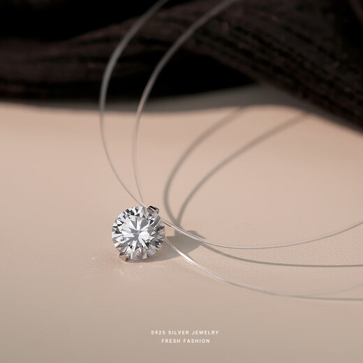 Shixi S925 sterling silver Mermaid's Tears imitation moissanite necklace for women exquisite zircon imitation diamond niche versatile clavicle chain S925 sterling silver Mermaid's Tears moissanite necklace 8MM zircon - 45cm chain length