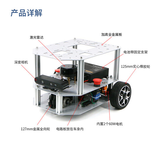 WHEELTEC轮趣科技 两轮差速ROS机器人半室外智能车V650底盘Orin NX树莓派5雷达导航SLAM建图自动驾驶 半室外差速机器人开发者套件 ROS套餐 带自动回充 树莓派5 8GB+N10P