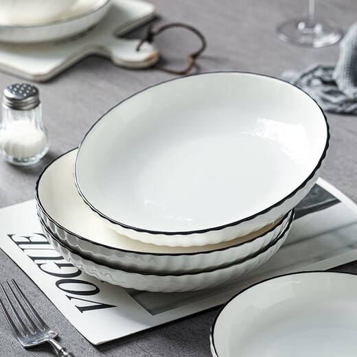 
Shangxingzhi is a plate, rice plate, meal plate, household dish plate, Japanese simple ceramic tableware, dish basin, deep plate, soup plate, underglaze color 8 inches [6 packs] CB-5021