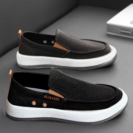 Zapatos de lona zapatos para hombres primavera y verano transpirable zapatos perezosos de un pie suave sole casual viejos zapatos de tela beijing a mediados de 2 gris-xj 43