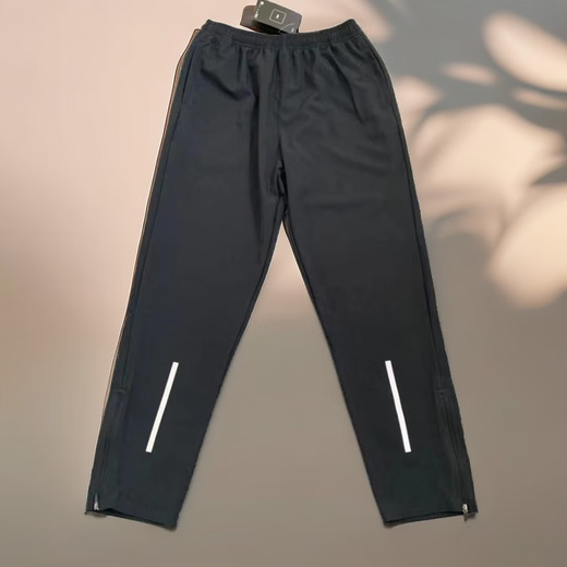 Sports quick-drying pants for men and women track and field jogging sports trousers loose zippered pants straight-leg burping foot training pants black 300 thin L