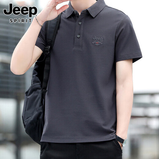 JEEP SPIRITJeep Jeep camiseta de manga corta para hombre novedad de verano camiseta deportiva suelta solapa polo casual transpirable para hombre 7027 verde militar talla única l