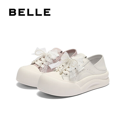 Belle (Belle) Zapatos de tablero de dos puertas para mujeres 2025 Autumn New Bindo arco grueso con planta espesa zapatos casuales B2629cm5 Purple 37 (235 mm)