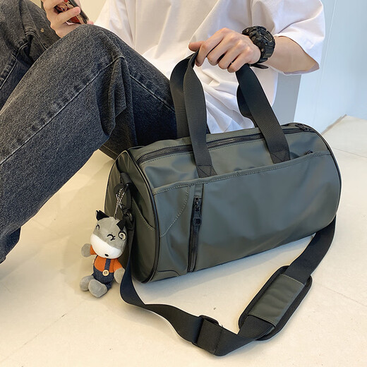 JINSHIWQ fitness bag men wet and dry separation handbag lightweight short travel bag women large capacity training sports bag swimming bag black