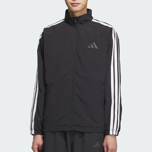 Adidas veste masculine 2025 printemps Nouvelles vêtements de sport tissé stand en support respirant veste de haut en haut KC3894 KC3892 Black / White M