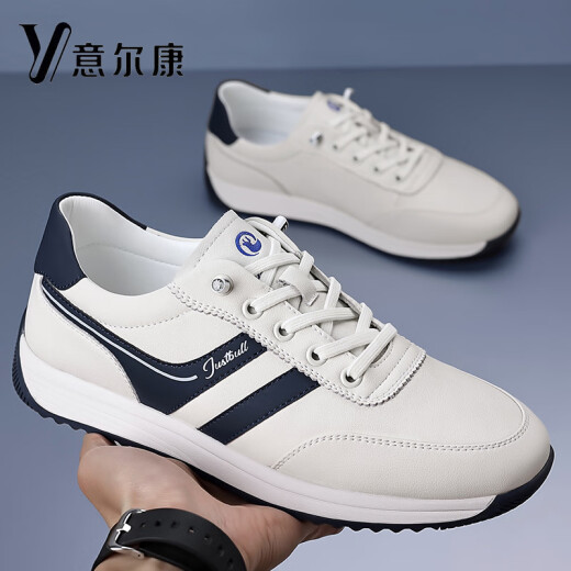 YRC意尔康意尔康2025春季新款男鞋韩版潮流真皮软底防滑休闲运动鞋阿 YEK.SJ7371黑色 40