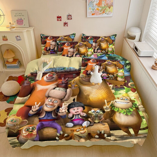 All-cotton cartoon cute bears appearing in children, boys and girls three-piece set student dormitory four-piece set customizable 3891V 135 bed (quilt cover 180220) four-piece set