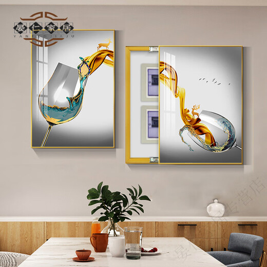 Pintura de decoración de caja de medidor eléctrico de restaurante chino de alta gama bidireccional sin golpear una caja de distribución simple de bidireccional que cubre tostadas eléctricas para celebrar 15838/15839 50*70 (alojamiento de caja eléctrica 40x60) x elegante oro a A
