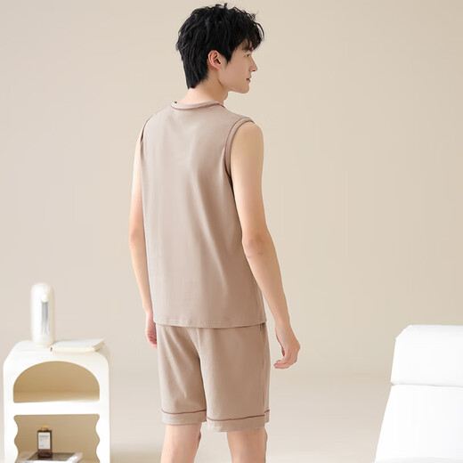 Yiduo pajamas pure cotton men's summer thin sleeveless simple five-point pants loose men's outer wear home clothing suit 13658 2XL [Suggested 140-160Jin [Jin equals 0.5 kg]]