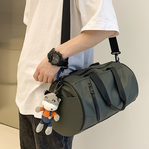 JINSHIWQ fitness bag men wet and dry separation handbag lightweight short travel bag women large capacity training sports bag swimming bag black