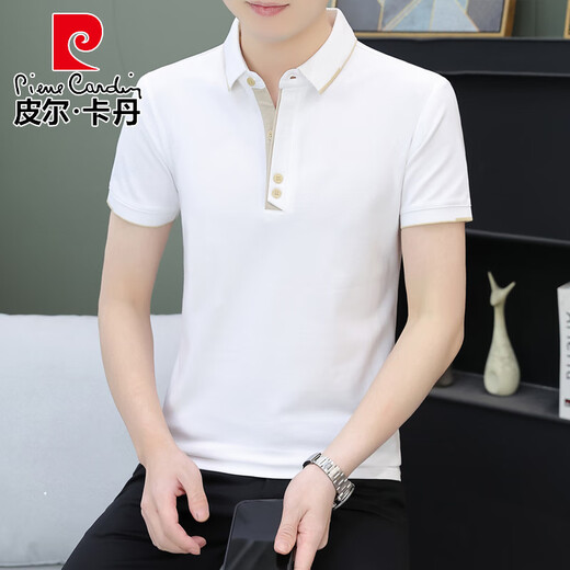 皮尔卡丹（pierre cardin）翻领男士短袖t恤夏季薄款潮流冰丝polo打底衫休闲上衣服衬衫领体 咖啡色 QY723 L 建议120-135斤