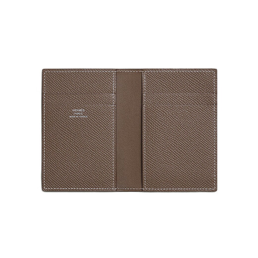 Hermes Men's Bag Euclid Card Holder Four Card Slots Double Compartment Calf Leather Credit Card Bag Bi-fold Vertical Wallet Elephant Gray Regular