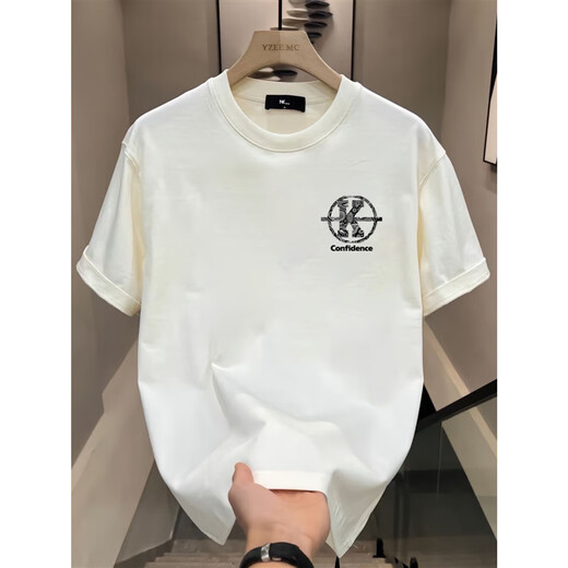 Njskakw Hong Kong Top de algodón puro de manga corta para hombres y mujeres Summer suelto American Camiseta nueva marca de moda Pareja de media manga V761 Negro (Compass) XL recomendado 140-160Jin [Jin equivale a 0.5 kg]