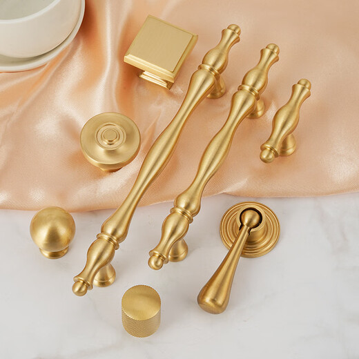 
XMSJ custom French brass solid handle cabinet door cabinet wardrobe shoe cabinet cabinet drawer American European style surface-mounted handle 6623-33