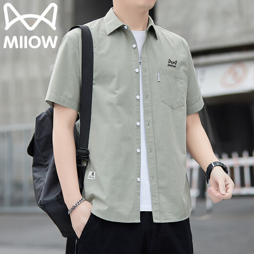 
Cat man Father's Day gift short-sleeved shirt men summer outdoor jacket lapel half-sleeved shirt casual business men