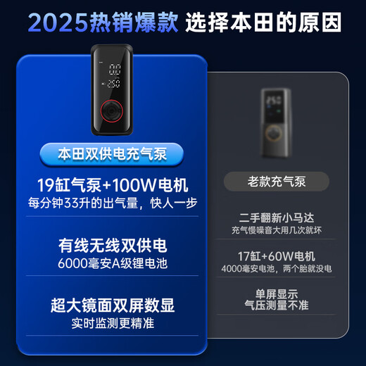 Honda S2 car air pump car tire air pump bicycle electric vehicle portable air pump inflatable treasure