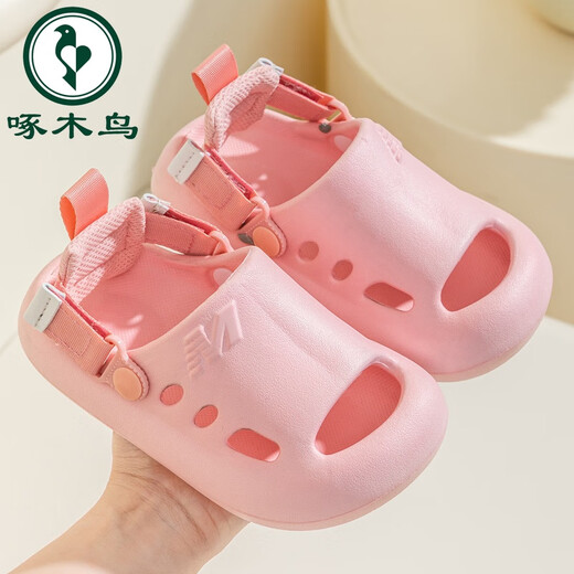 Padeñadores de carpintería de zapatillas para niños Niñas 2025 Nuevo verano al aire libre Sandalias de zapatos de agujeros para bebés Baby Hole Eva Pink 24