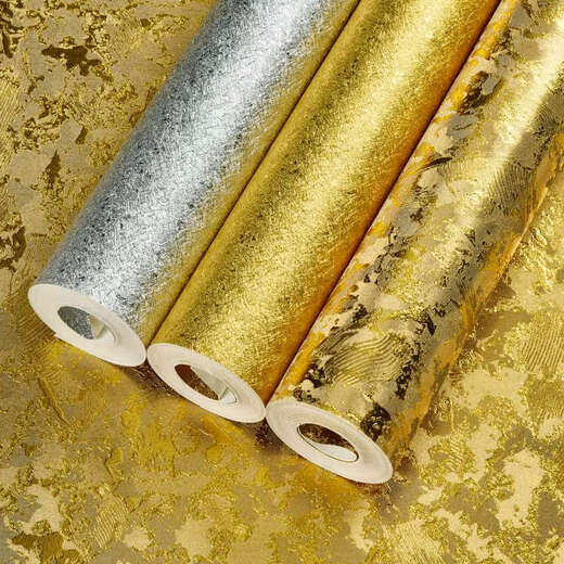 XMSJ金箔纸墙纸贴纸装饰贴漆金色金黄色银色拉丝天花板吊顶壁纸墙布 金箔云朵 F17152 高亮加厚版 0.