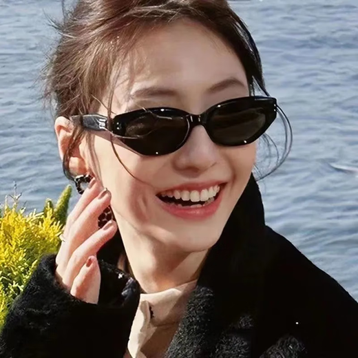 Museo cat eye sunglasses retro women gm2024 new style internet celebrity square face sunglasses sunglasses sunshade black frame gray film_