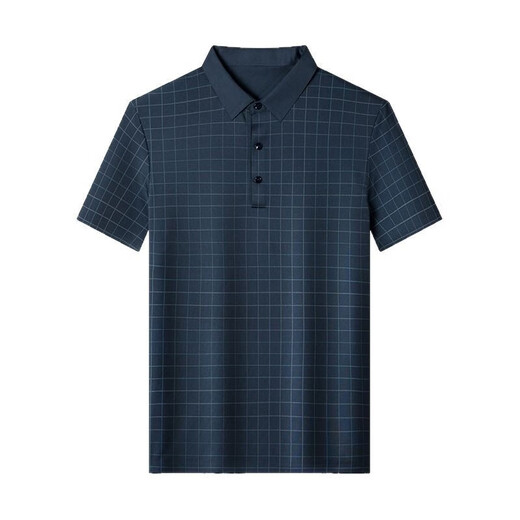 Goldlion Herren Sommer Herren-T-Shirt kurzärmelige neue Gelegenheitsmode mit mittleren Altersmodus mit halbem Ärmeln loser Männer-Seide Y-9923 Blau M 165/105