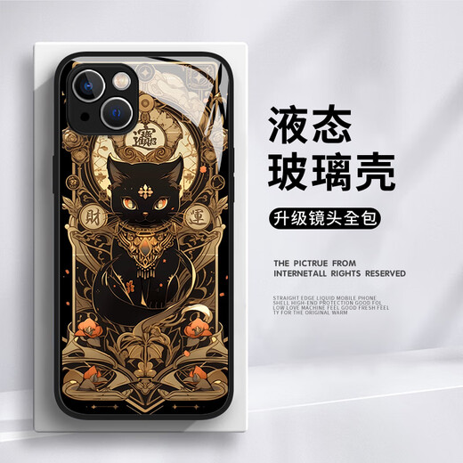 亿色师亿色师适用黑猫手机壳苹果16感iphone15promax玻璃14pro网红13mini新款x防摔猫咪//7/6s/ 11969质感黑 iPhone 13 Pro Max