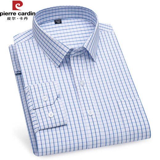 皮尔卡丹（pierre cardin）夏季棉质男士短袖衬衫中年商务休闲条纹免烫衬衣男爸爸装 6627 38