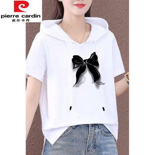 
Pierre cardin pure cotton hooded short-sleeved T-shirt for women [4313 people] 100 sweatshirt large size summer new Korean version loose 693 This year's popular light luxury brand L [100-110Jin [Jin equals 0.5 kg]]