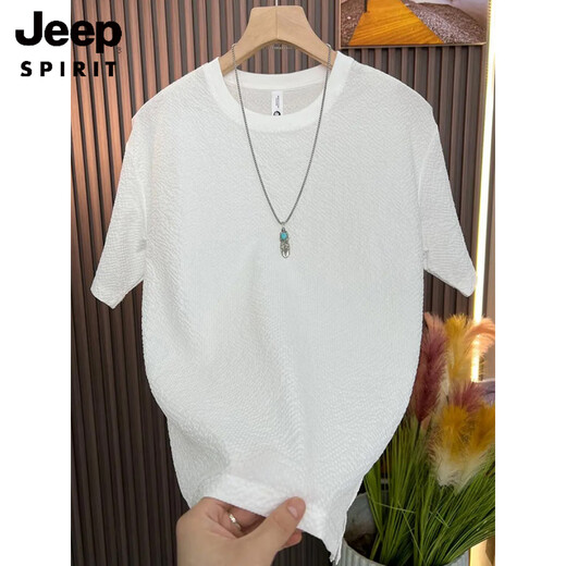 Jeep Spirit Summer NUEVA Textura Luz de manga corta Camiseta de manga corta Variedad de hojas sueltas de hombres Variedad transpirable de media manga top 9909-gris M Peso recomendado 90-115Jin [Jin iguala 0.5 kg]