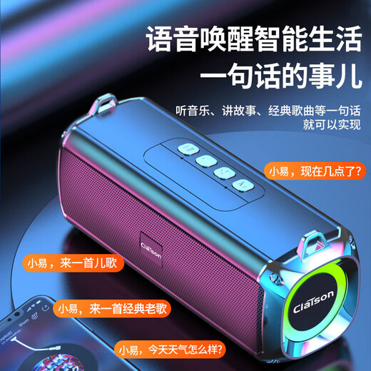 CLAISON Bluetooth Speaker Berlin Voice Smart Audio Subwoofer Home Outdoor Portable Desktop Computer Wireless Speaker Home Waterproof Card-Insertable High-Quality Ultra-Long Battery Life Black Voice Interaction丨Long Battery Life Upgraded Model