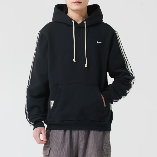 耐克（NIKE）卫衣男装外套夏季新款训练运动连帽防风休闲加绒套头衫HJ3882-010 HJ3882-010黑/淡象牙白 2XL