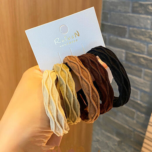 Damina High-elastic Maillard headband to tie hair, rubber band, durable high ponytail hair tie, simple temperament headwear, pattern mixed color towel ring, 10 pieces