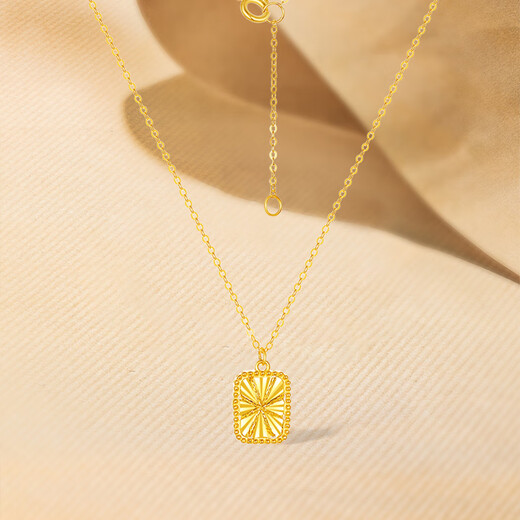 Saturday Blessing Yellow 18K Gold Necklace Geometric Square Color Gold Necklace Birthday Gift C0614876 40+5cm