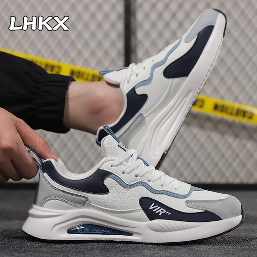 
LHKX light luxury cowhide men's shoes 2025 spring and summer new breathable mesh sneakers men's inner height-enhancing casual shoes men P9908 white [leather surface]-high-end men's shoes 39
