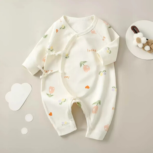 [Four Seasons Baby Climbing Clothes] Spring and Autumn Baby Clothes Class A Pure Cotton Newborn Onesie Long Sleeve Boneless M12003 Blue Love Heart 66cm