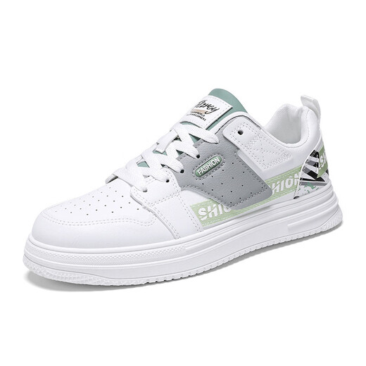 Huilijun Spring Men's Shoes New Breathable Small White Shoes Men's Korean Style Fashionable All-match Thick-soled Sports and Casual Board Shoes Trendy Shoes 9195 White [Upgrade Version] 39