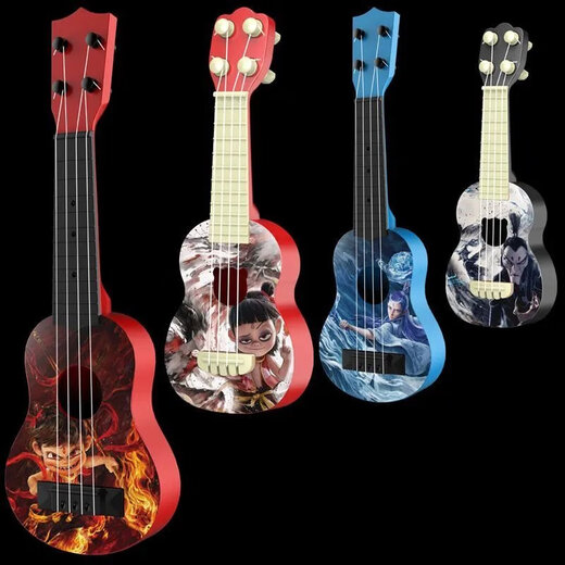 
Qian Qi Meng [Shop] Nezha Ukulele can play guitar Nezha children's toys guitar devil boy [Nezha] Large size can play ukulele