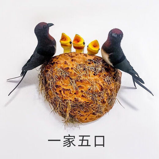 Runhuanian wall decoration simulated swallow bird nest nest spring decoration soft 2 swallows + baby swallows + double-sided tape + nest dy