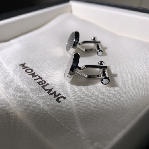 万宝龙（MONTBLANC）现货大班系列几何体男士配件法式衬衣袖扣 银色精钢几何体
