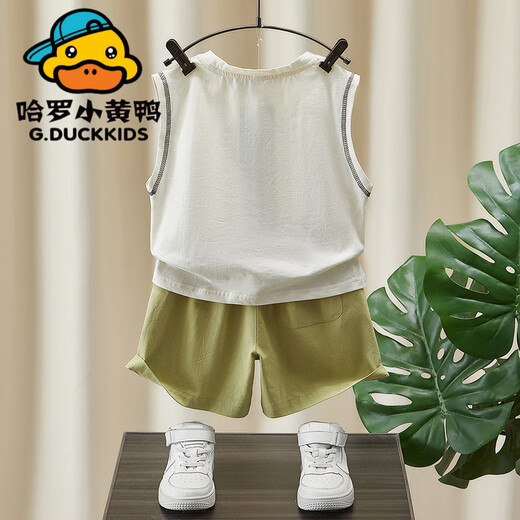 
Harrow Little Yellow Duck G.DUCKKIDS Boys Vest Set 2024 New Children's Fashionable T-shirt Baby Summer Sleeveless T-Piece Set T Trendy White TZ829 Vest Letter Set 90 cm