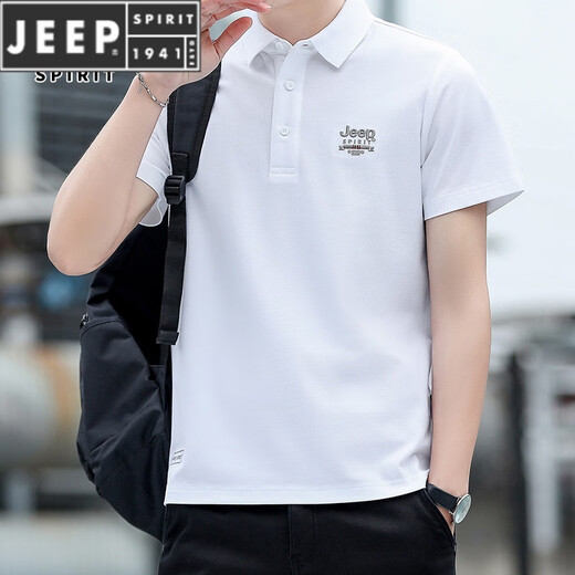 JEEP SPIRIT男士短袖t恤夏季2025新款宽松运动体恤翻领透气休闲polo.衫男 7027军绿 M