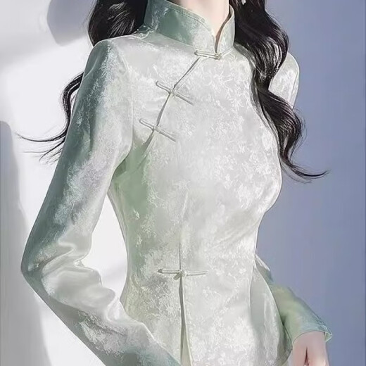 HUALIN FASHION2025早春紫色缎面衬衫新中式高端国风斜襟盘扣衬衣改良旗袍上衣女 紫色 4839 M